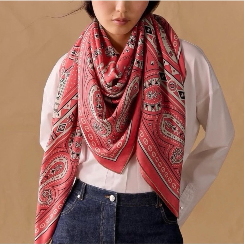 Hermes Red Paisley Scarf